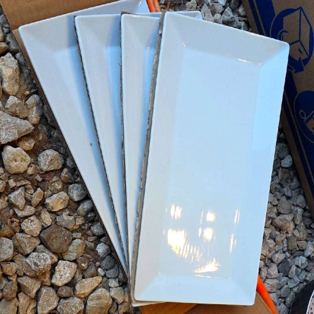 Set of White Rectangular Plates